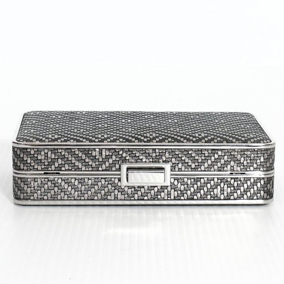 Silver Metallic Pearl Leather Medium Box Clutch - Picture 5 of 5